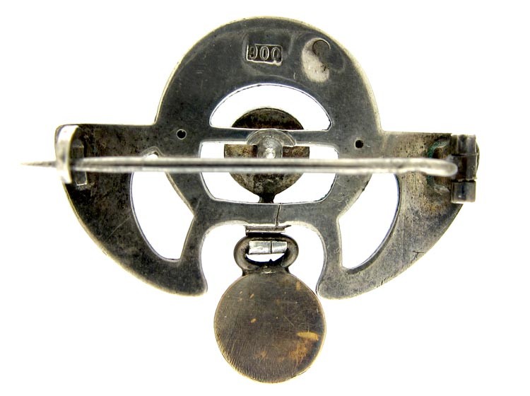 Silver Niello Art Nouveau Brooch