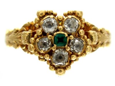 Regency Diamond & Emerald Cluster Ring