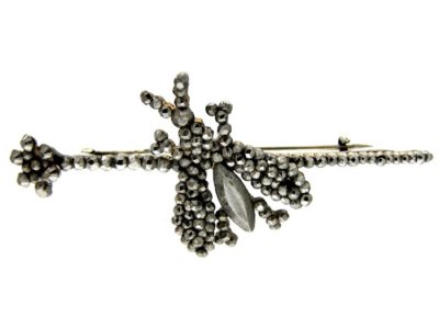 Georgian Cut Steel Bee Brooch on Branch