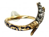 Georgian Rose Diamond & Ruby Snake Ring