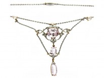 Pink Topaz & Diamond Platinum Necklace
