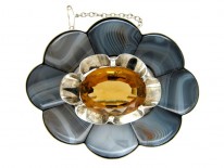 Large Silver Grey Agate Scottish Brooch
