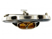 Large Silver Grey Agate Scottish Brooch