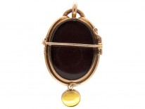 Large Cabochon Garnet Art Nouveau Pendant Brooch