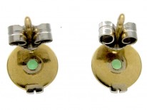 Green Garnet 15ct Gold & Platinum Ear Studs