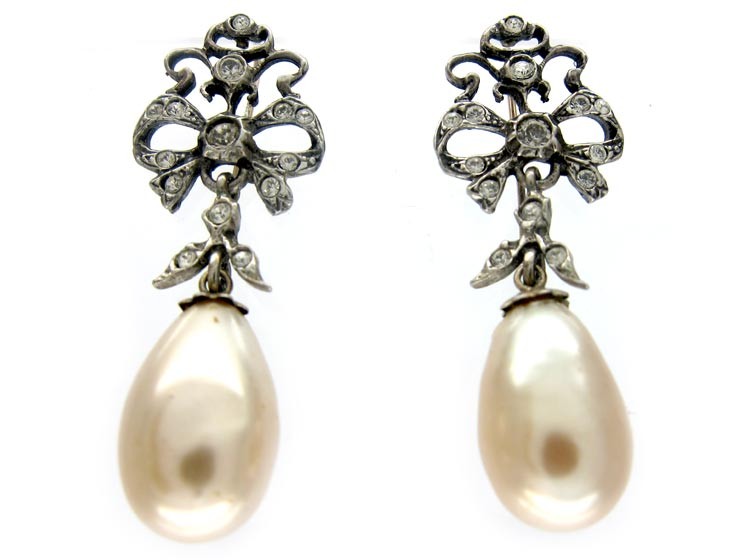 Silver & Paste Edwardian Drop Earrings