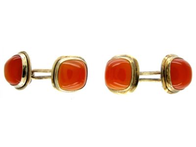 Double Sided Silver Gilt Carnelian Cufflinks