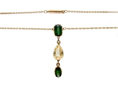 Green Tormaline & Citrine Pendant