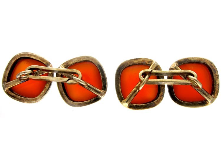 Double Sided Silver Gilt Carnelian Cufflinks