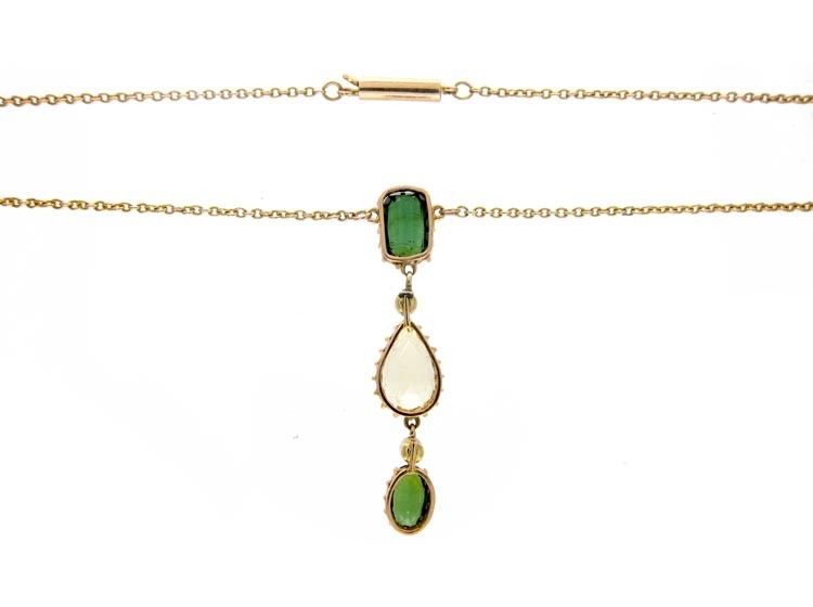 Green Tormaline & Citrine Pendant