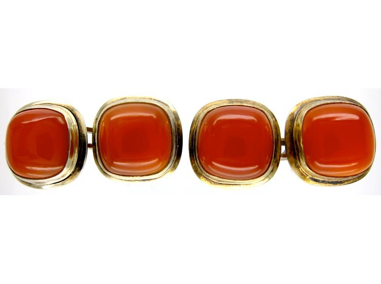 Double Sided Silver Gilt Carnelian Cufflinks