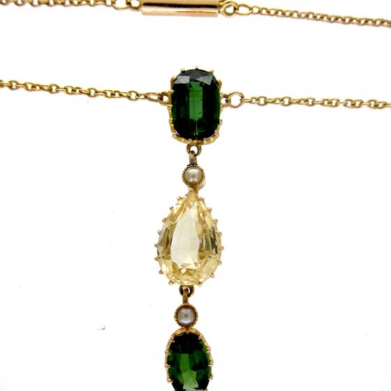 Green Tormaline & Citrine Pendant