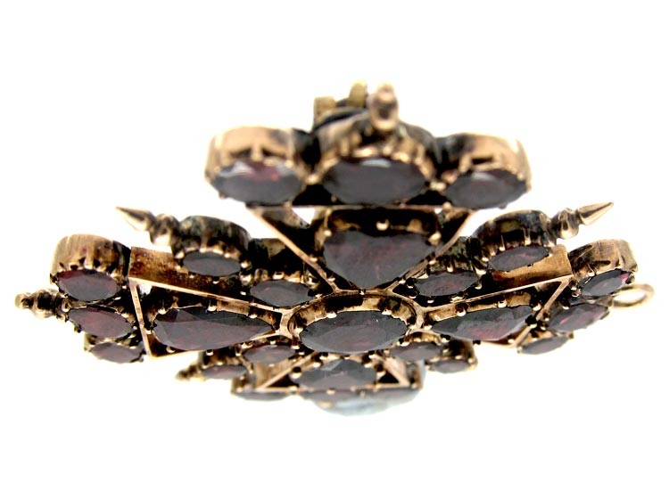 Georgian Flat Cut Garnet Maltese Cross Brooch