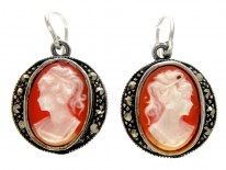Shell Cameo Silver Earrings