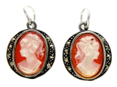 Shell Cameo Silver Earrings