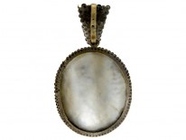 Georgian Cut Steel & Porcelain Pendant of a Cherub in Clouds
