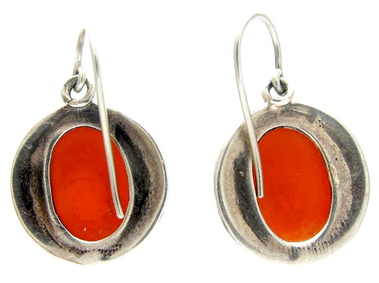 Shell Cameo Silver Earrings