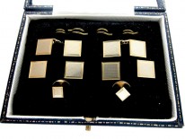 9ct Two Colour Gold Cuffs & Studs Set in Original Case