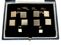 9ct Two Colour Gold Cuffs & Studs Set in Original Case