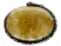 Victorian Agate Brooch with Silver Snake Coiled Around the Agate