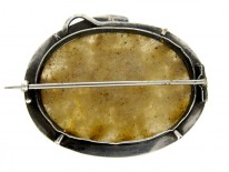 Victorian Agate Brooch with Silver Snake Coiled Around the Agate
