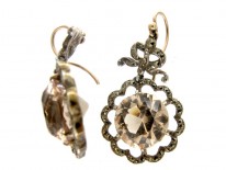 French Marcasite Citrine Drop Silver Earrings