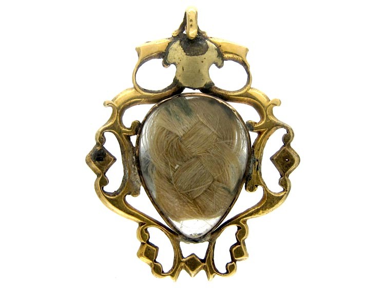 Georgian Almandine Garnet & Enamel Locket Hair Pendant