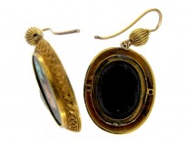 Pietra Dura Victorian 15ct Gold Earrings