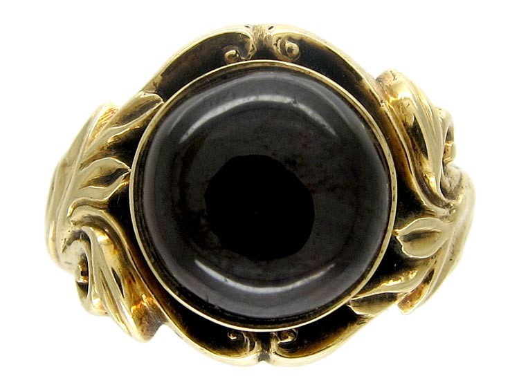 Cabochon Garnet Early Victorian Ring