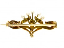 Enamel 14ct Gold Art Nouveau Brooch