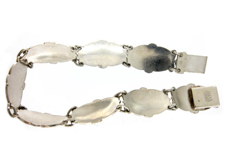 Silver Emerald Green Enamel Bracelet