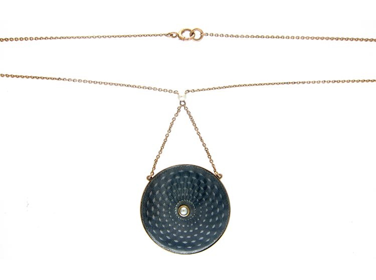 Blue Enamel 15ct Gold Edwardian Pendant