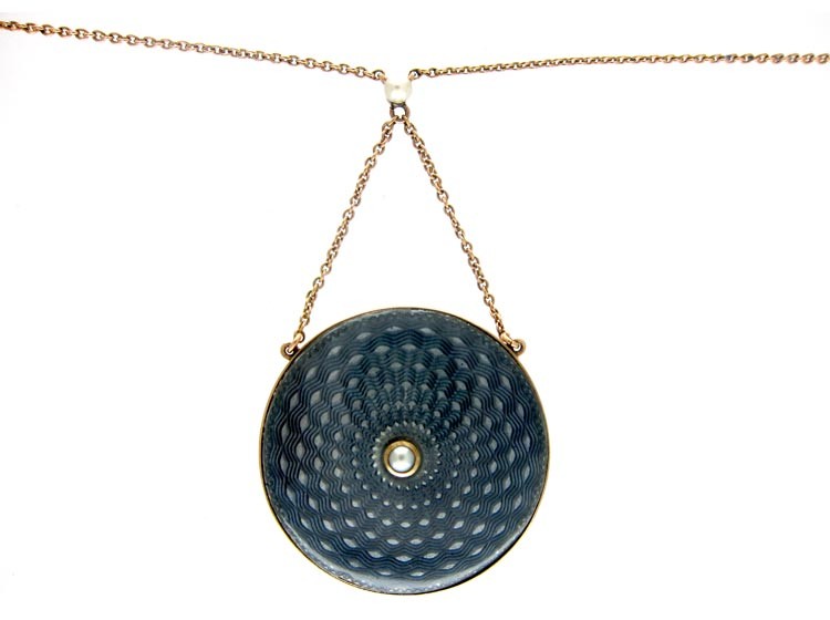 Blue Enamel 15ct Gold Edwardian Pendant