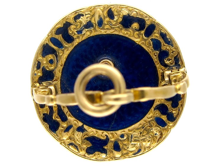 Blue Enamel & Gold Cake Stand Charm