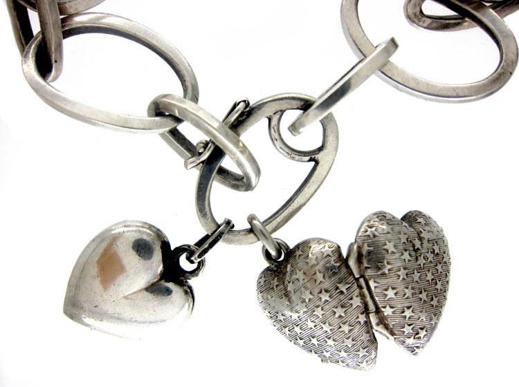 Silver Bracelet with Hearts