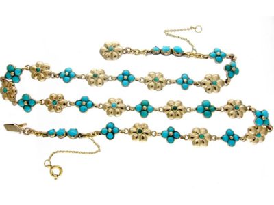 Turquoise 'Forget Me Not' Gold Necklace
