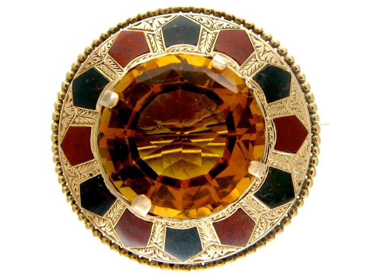 Scottish Gold & Agate Brooch