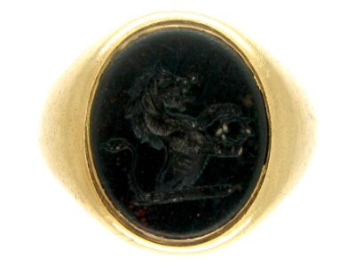 Bloodstone Crested Signet Ring