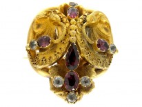 Garnet & Crystal Gold Brooch
