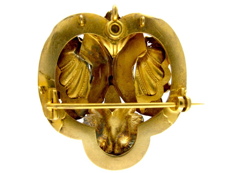 Garnet & Crystal Gold Brooch