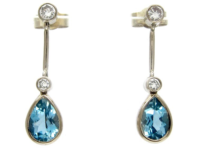 Diamond & Aquamarine Earrings