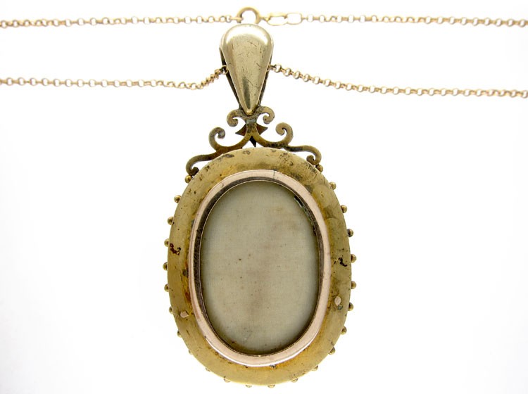 Victorian Emerald & Pearl Gold Locket Pendant