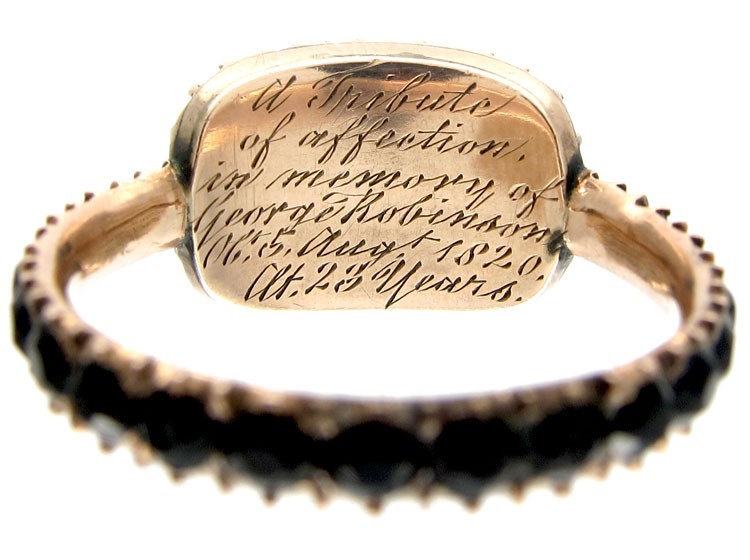 Gold & Vauxhall Glass Georgian Mourning Ring