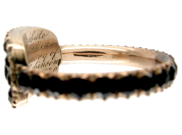 Gold & Vauxhall Glass Georgian Mourning Ring