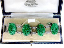 Jade & Diamond 18ct White Gold Bracelet
