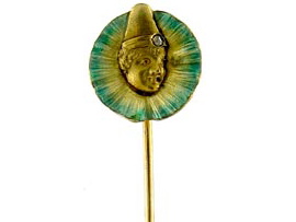 18ct Gold Enamel Pierrot Tie Pin