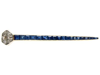 Horseshoe Nail Sapphire & Diamond Brooch