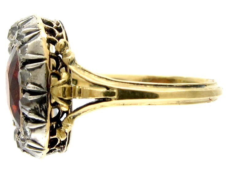Hessanite Garnet & Diamond Ring