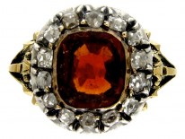 Hessanite Garnet & Diamond Ring
