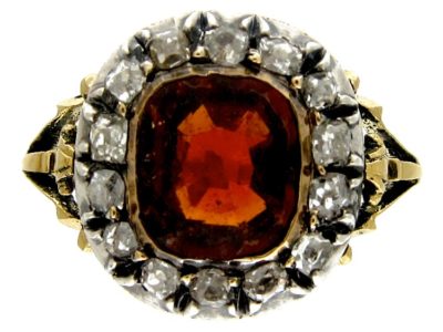 Hessanite Garnet & Diamond Ring